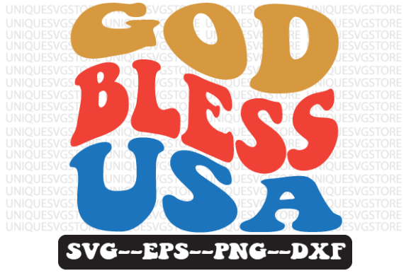 God Bless USA Retro SVG Graphics for Crafts