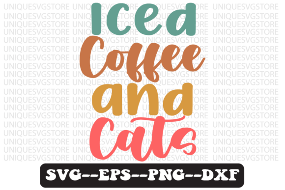 Iced Coffee and Cats Retro SVG Design: Graphics for Crafts & Branding